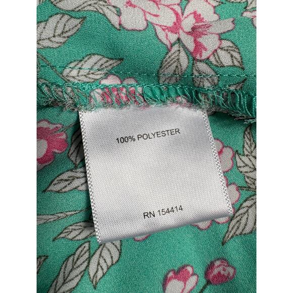 L'ayard Floral Boho Peplum Top Green Blouse Size Medium - Picture 5 of 7